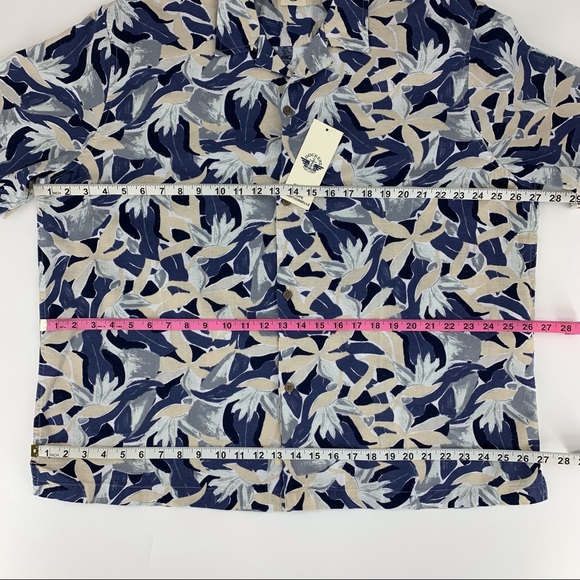 Dockers NWT Floral Patterned Short Sleeve Button Front Cotten & Linen Shirt, XL - Picture 8 of 14